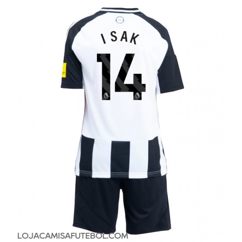 Camisa de Futebol Newcastle United Alexander Isak #14 Equipamento Principal Infantil 2024-25 Manga Curta (+ Calças curtas)